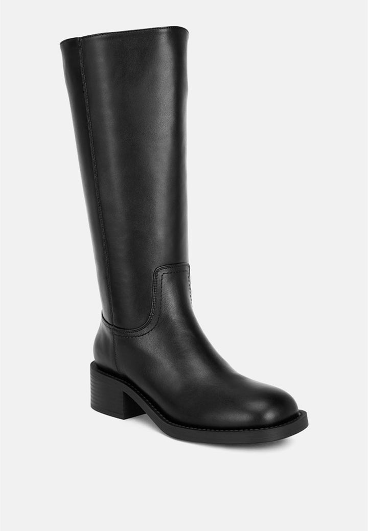 Pinasa Classic Square Toe Calf Boots#color_black-smooth