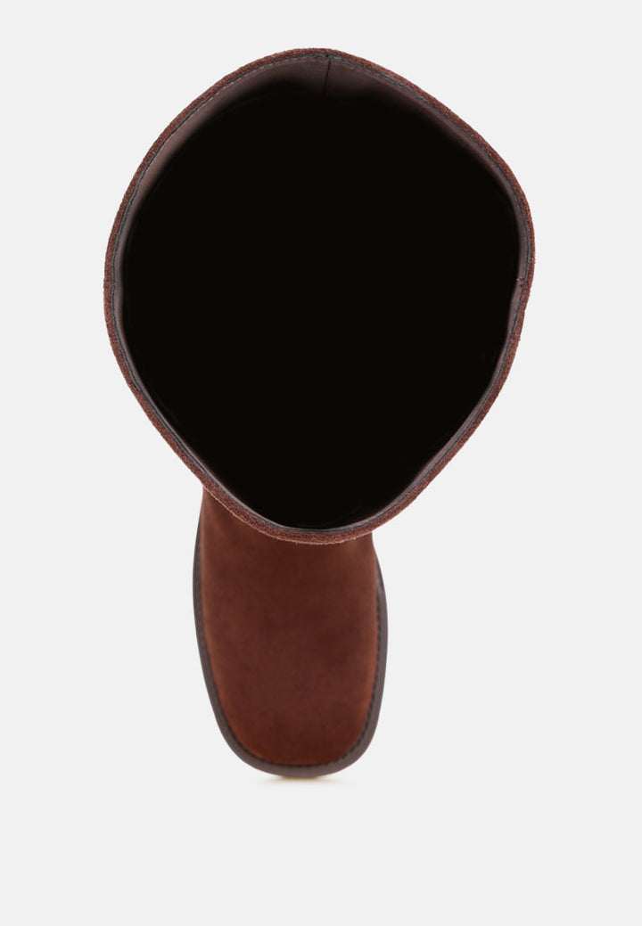 Pinasa Classic Square Toe Calf Boots#color_brown-suede