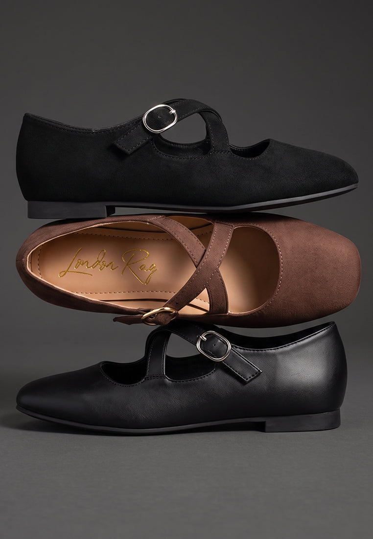 vonily criss cross straps ballet flats#color_black