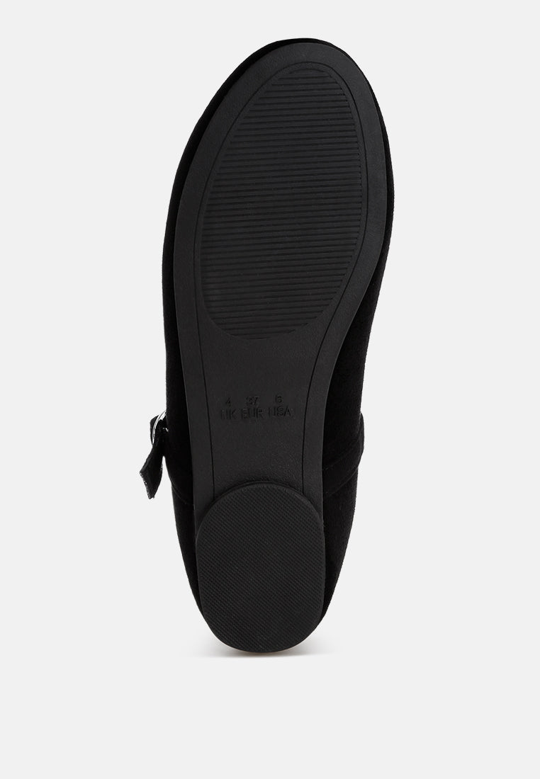 Montrose Mid Foot Pin Buckle Ballerinas#color_black-suede