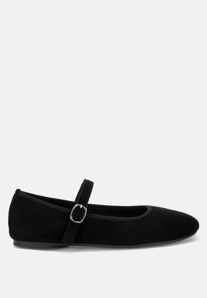 Montrose Mid Foot Pin Buckle Ballerinas#color_black-suede