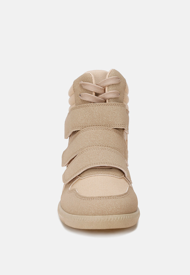 triple strap high-top sneakers by ruw#color_taupe