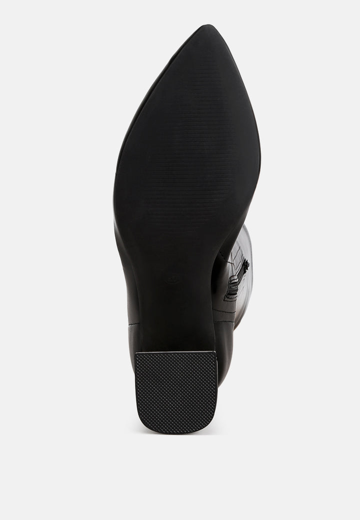 Free Form Stretchable Fit Block Heel Boots#color_black-smooth