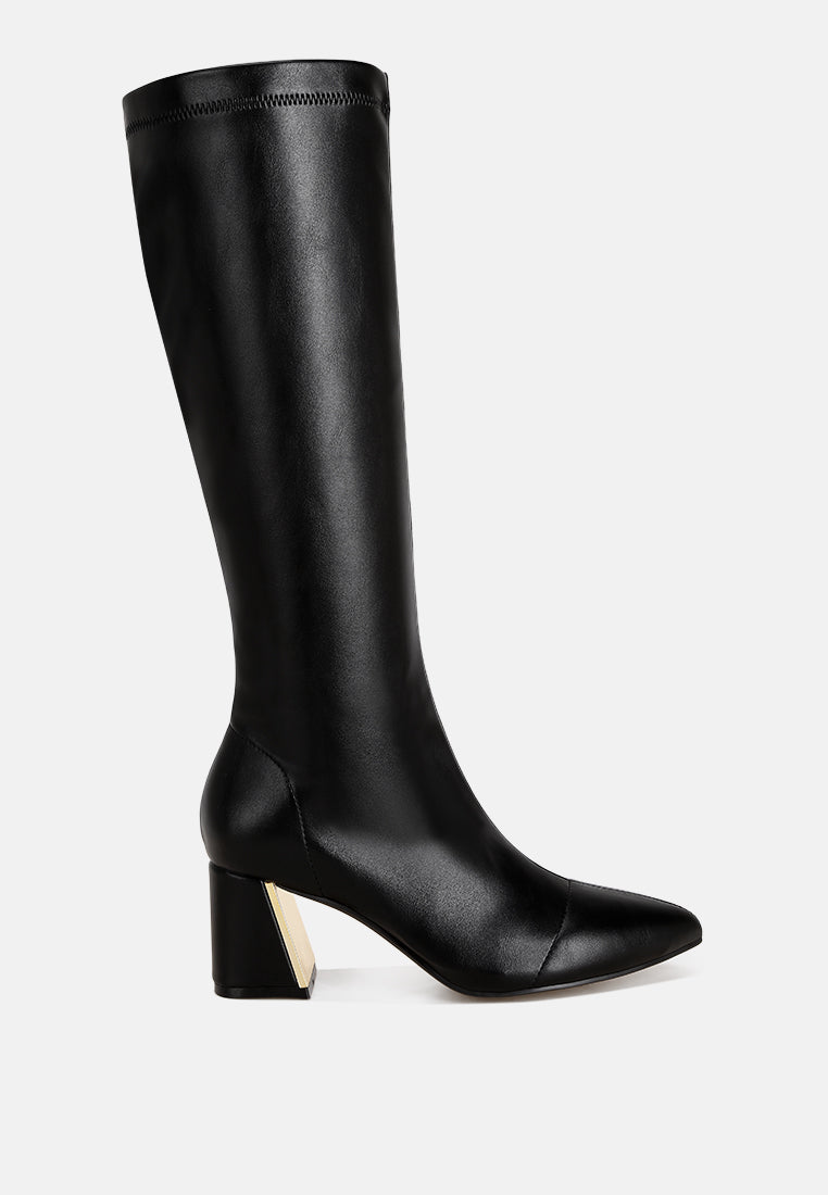 Free Form Stretchable Fit Block Heel Boots#color_black-smooth