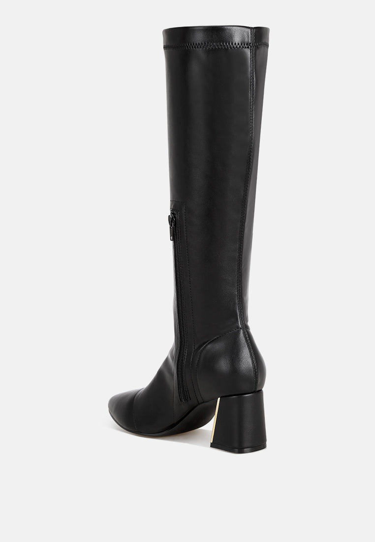 Free Form Stretchable Fit Block Heel Boots#color_black-smooth