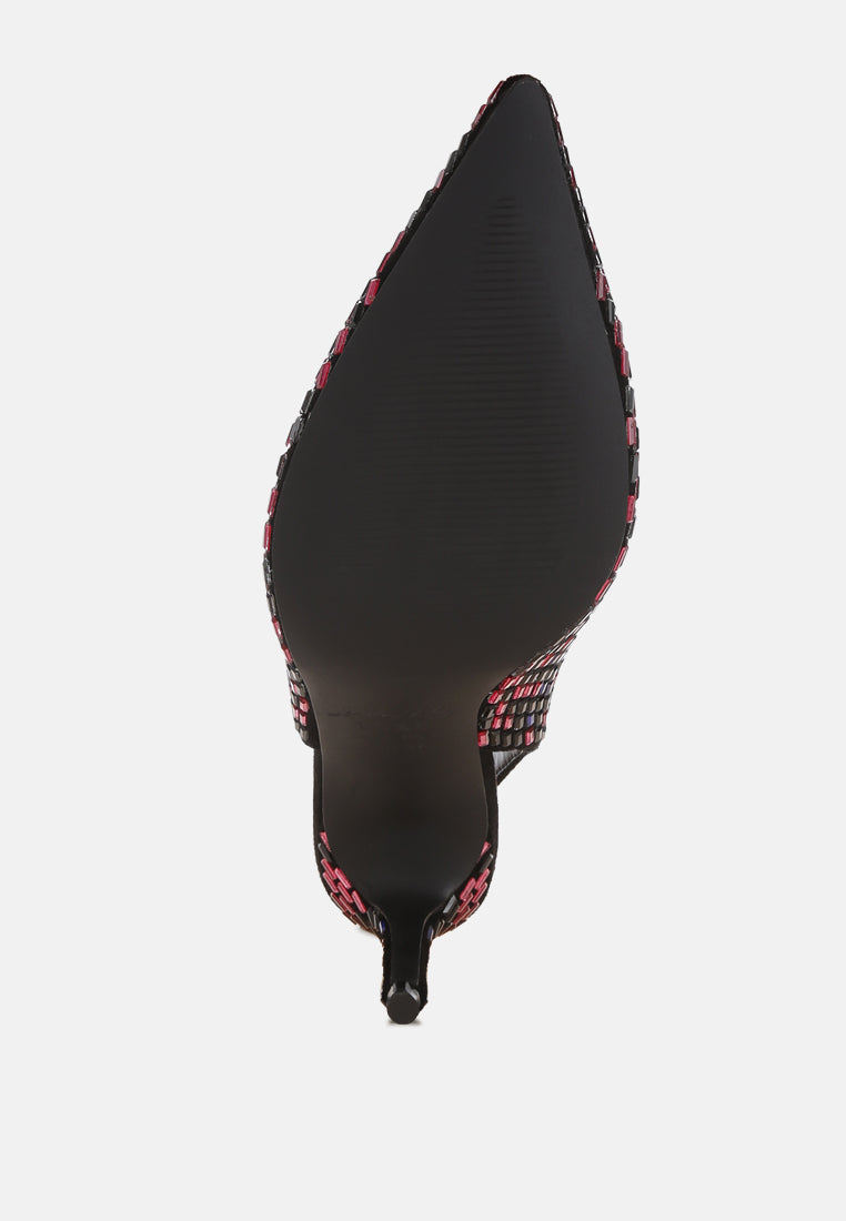 lutina rhinestones embellished slingback sandals#color_black-multi