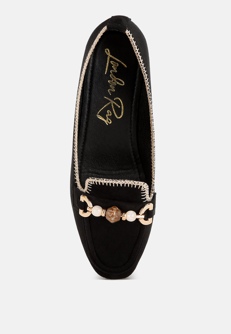 bead embellished ballet flats#color_black