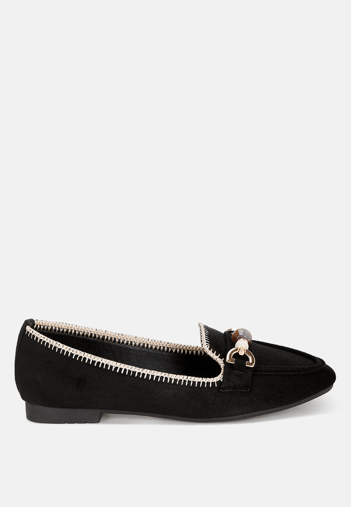 bead embellished ballet flats#color_black