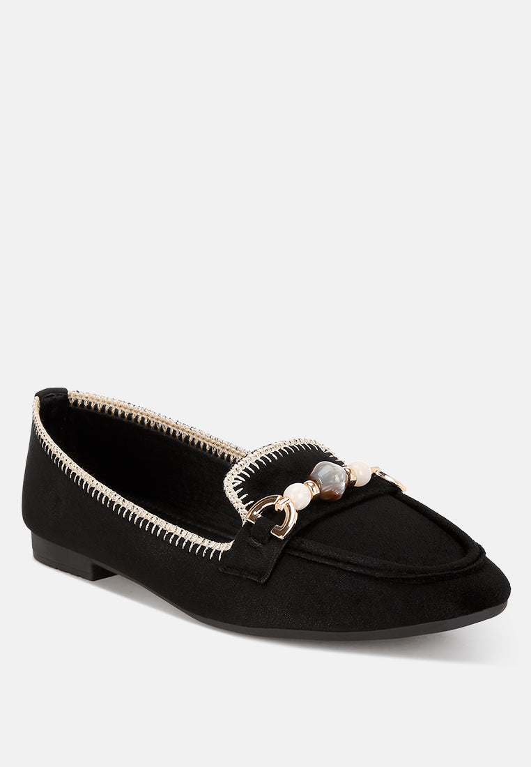 bead embellished ballet flats#color_black
