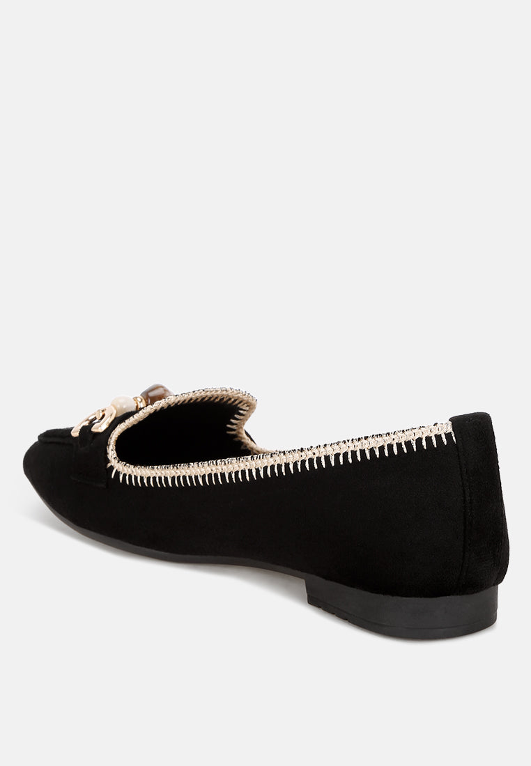 bead embellished ballet flats#color_black