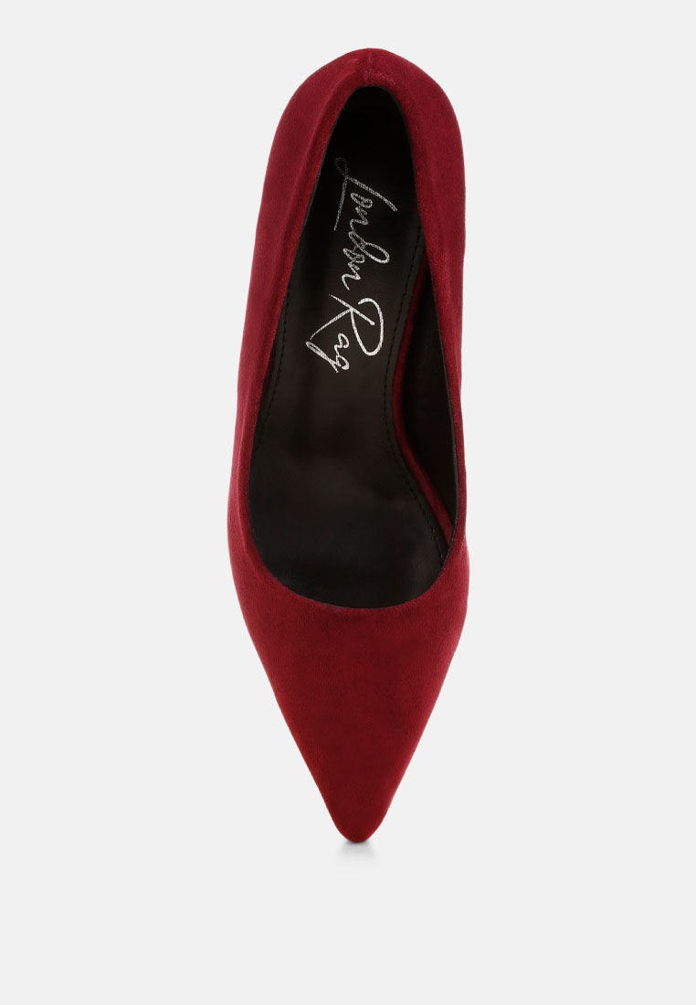 Iridese Pointed Toe Pump Heels#color_dark-red