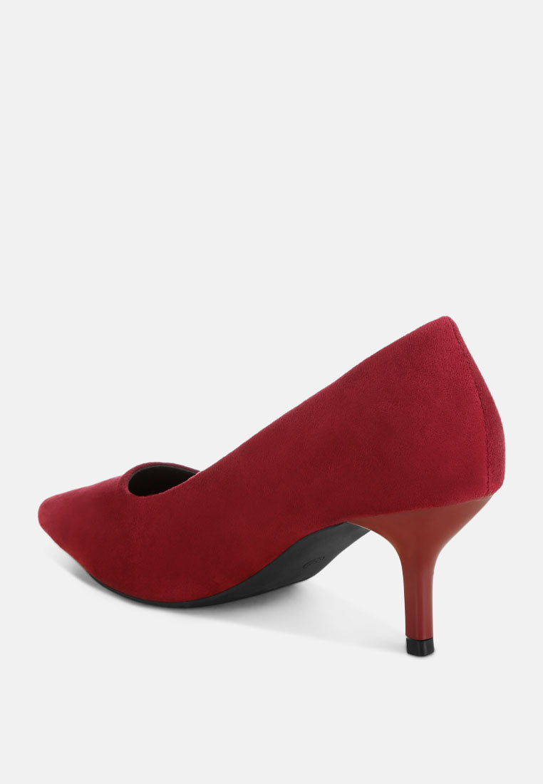 Iridese Pointed Toe Pump Heels#color_dark-red