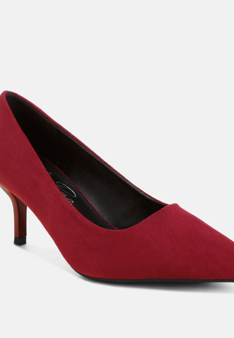 Iridese Pointed Toe Pump Heels#color_dark-red