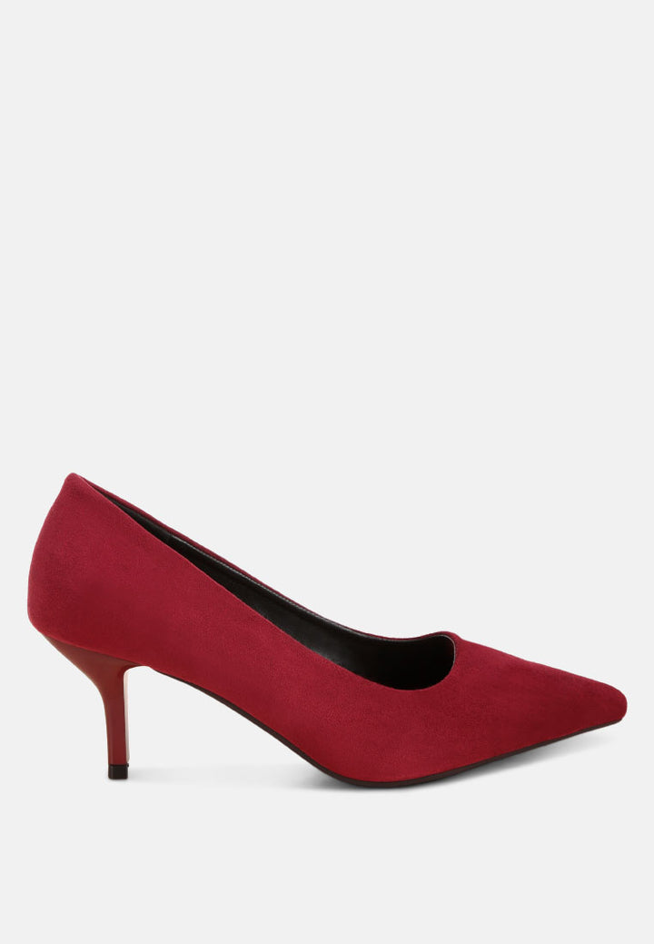 Iridese Pointed Toe Pump Heels#color_dark-red