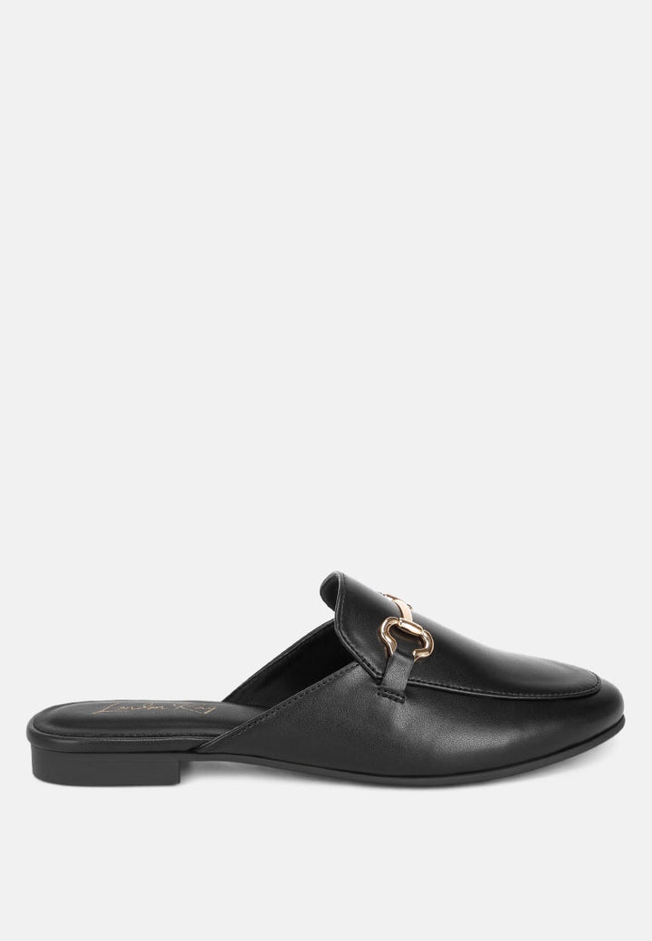 horsebit accent flat mules#color_black-smooth