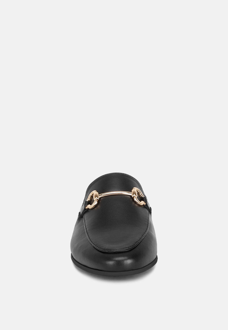 horsebit accent flat mules#color_black-smooth