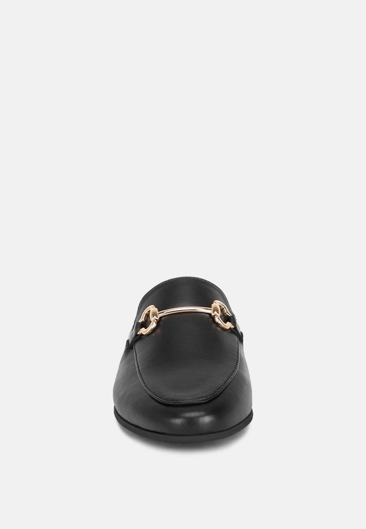 horsebit accent flat mules#color_black-smooth