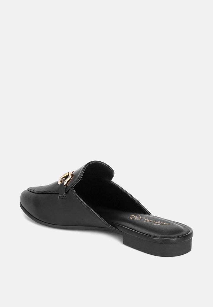 horsebit accent flat mules#color_black-smooth