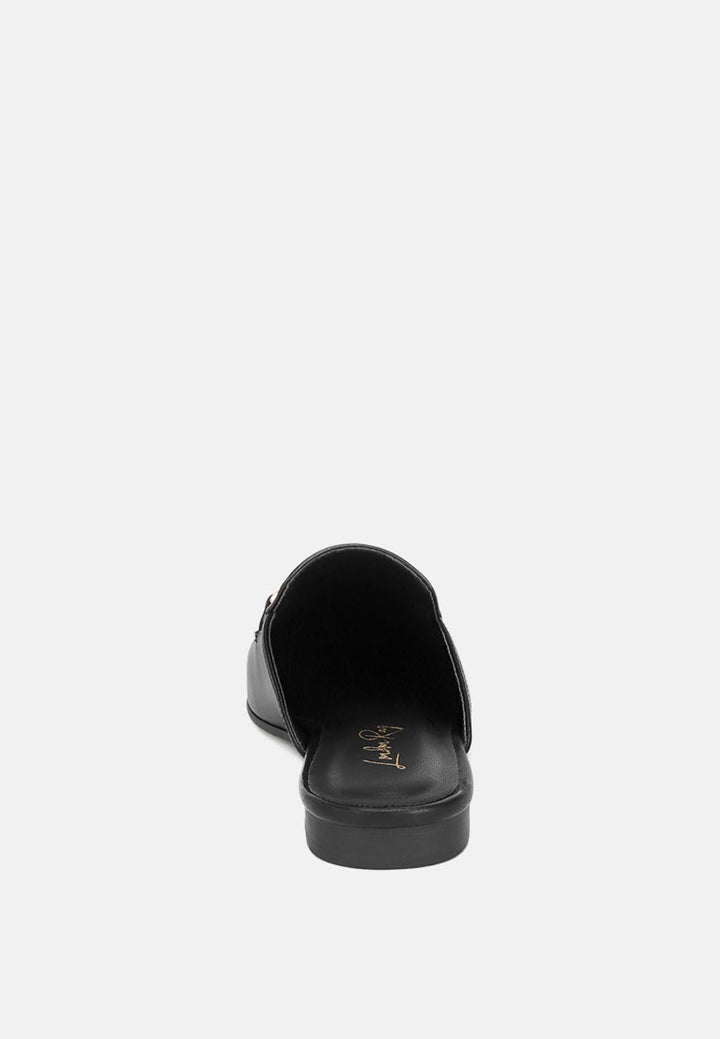 horsebit accent flat mules#color_black-smooth