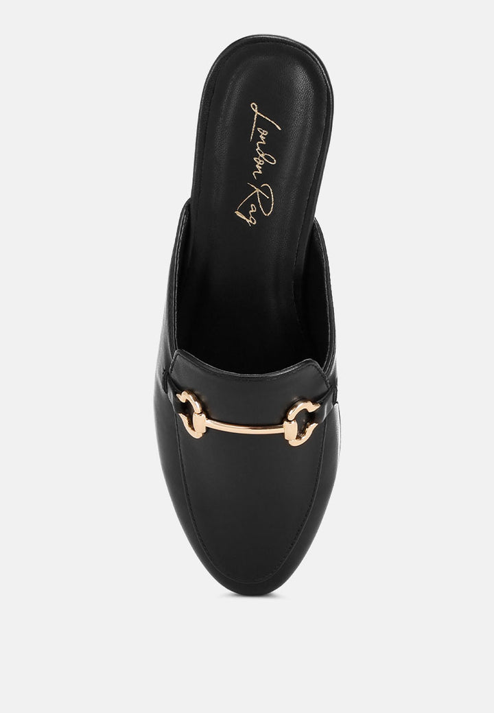 horsebit accent flat mules#color_black-smooth