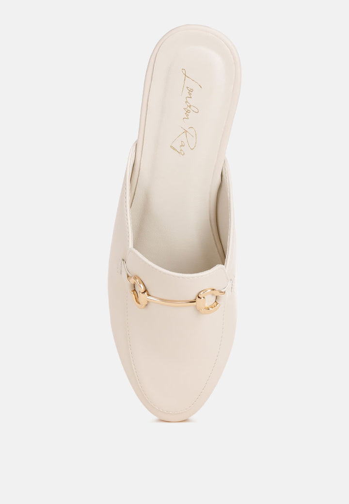 horsebit accent flat mules#color_ivory-smooth