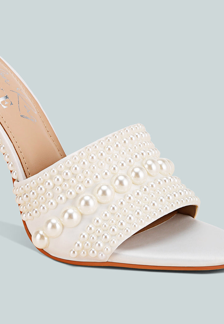 Celestina Pearls Embellished Slip On Sandals#color_white