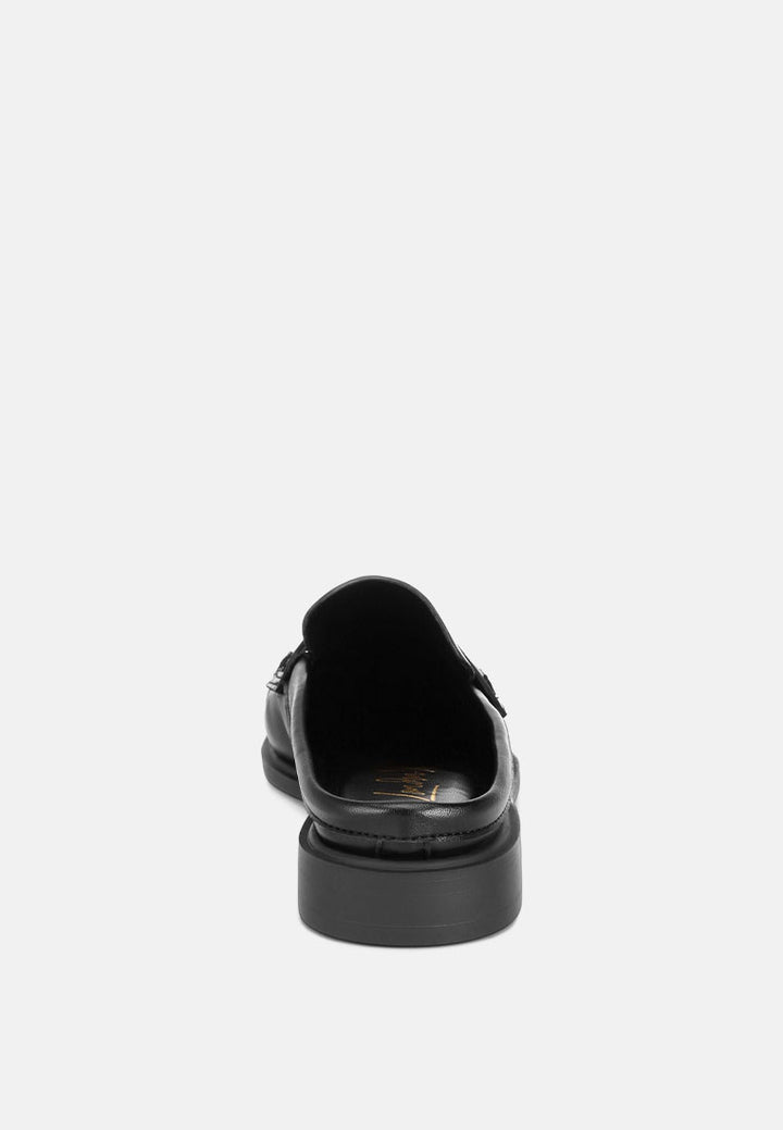 stretch fit pleated flat mules#color_black-smooth