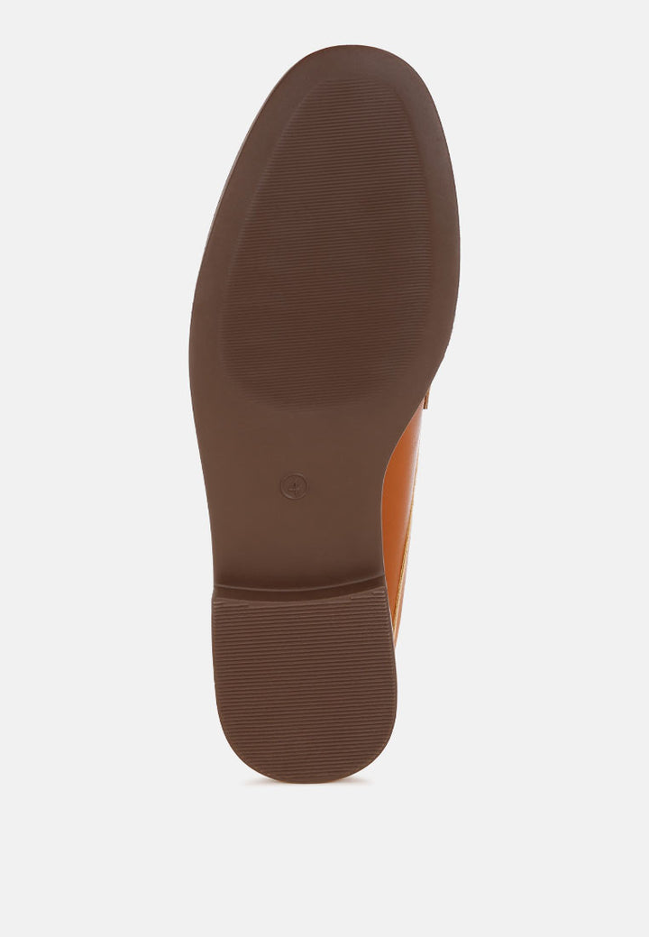 stretch fit pleated flat mules#color_tan-smooth