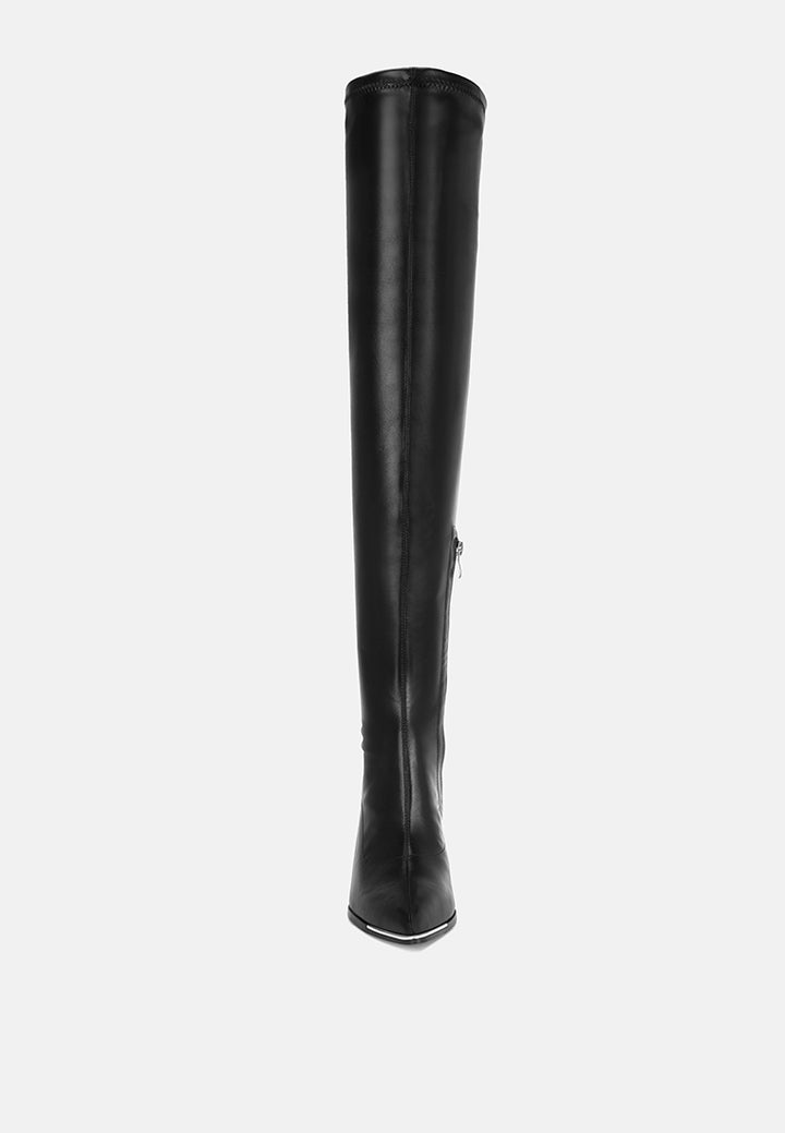 veronica block heel long boots#color_black-smooth