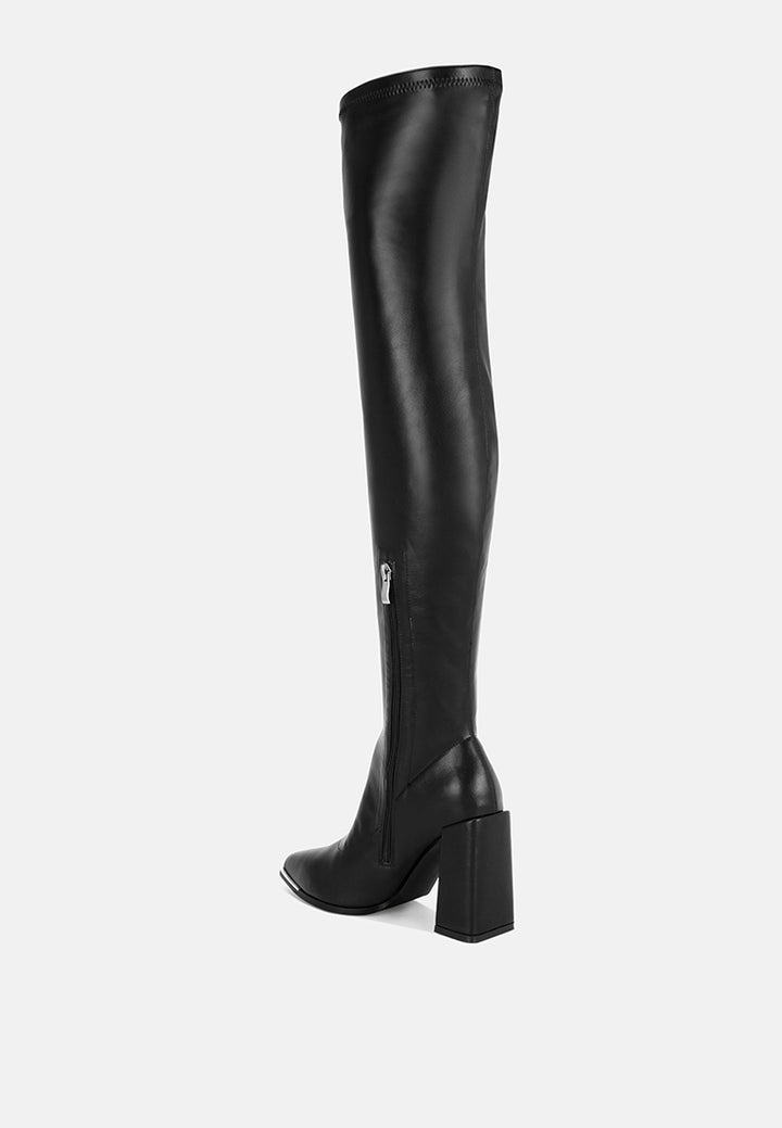 veronica block heel long boots#color_black-smooth