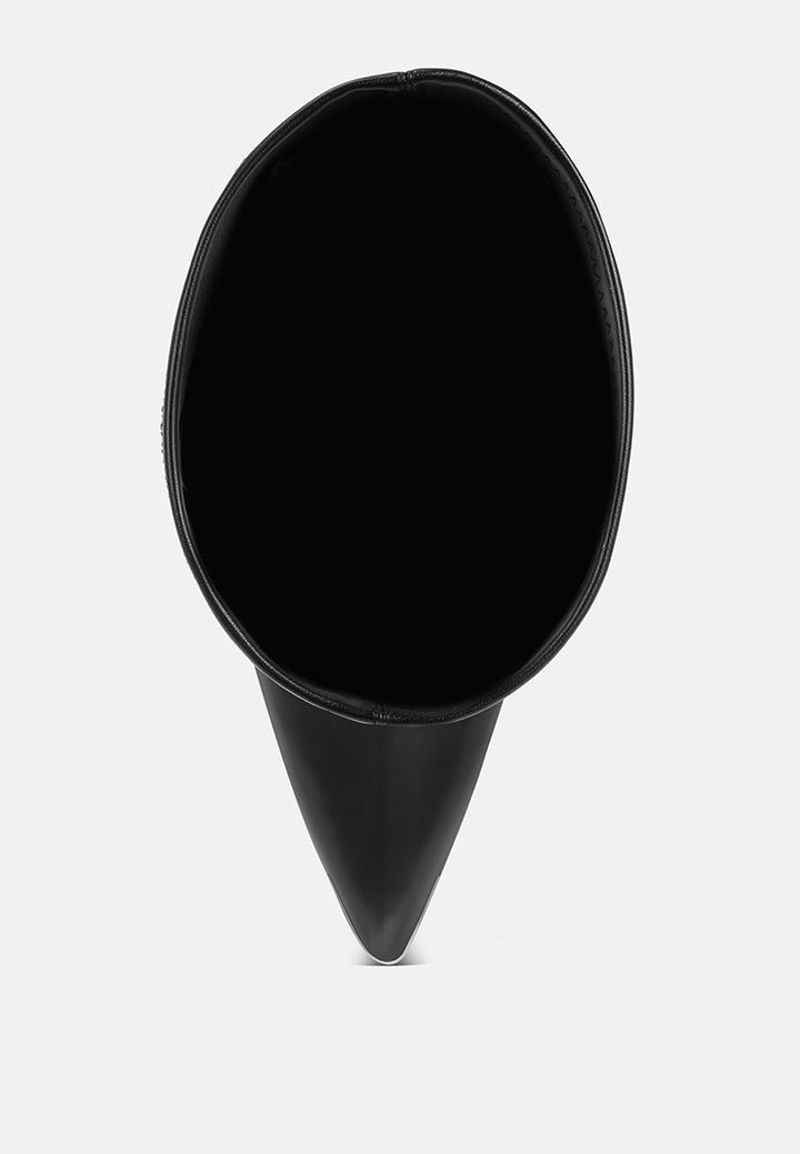 veronica block heel long boots#color_black-smooth