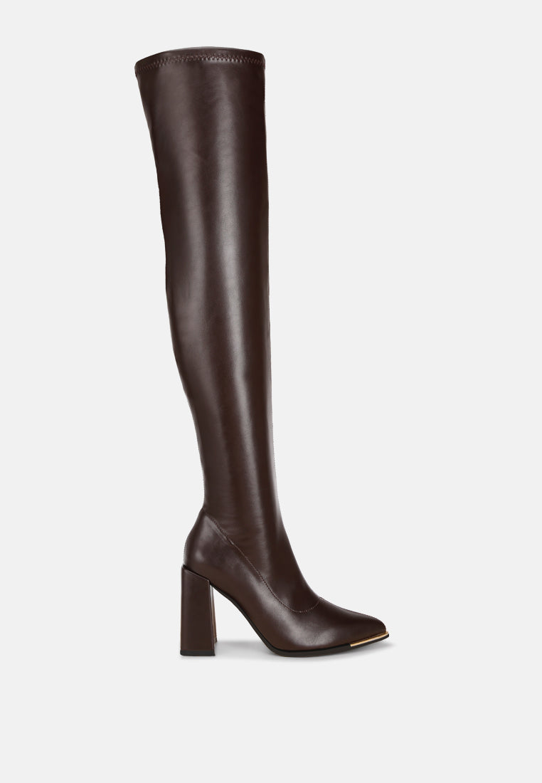 veronica block heel long boots#color_brown-smooth