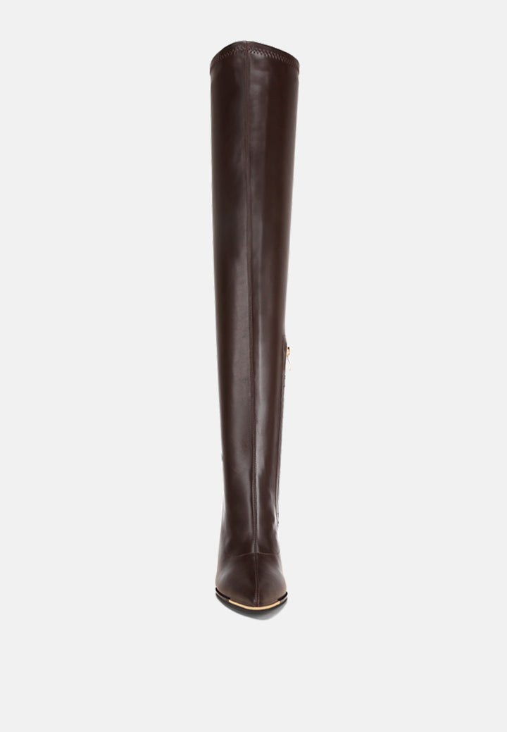 veronica block heel long boots#color_brown-smooth