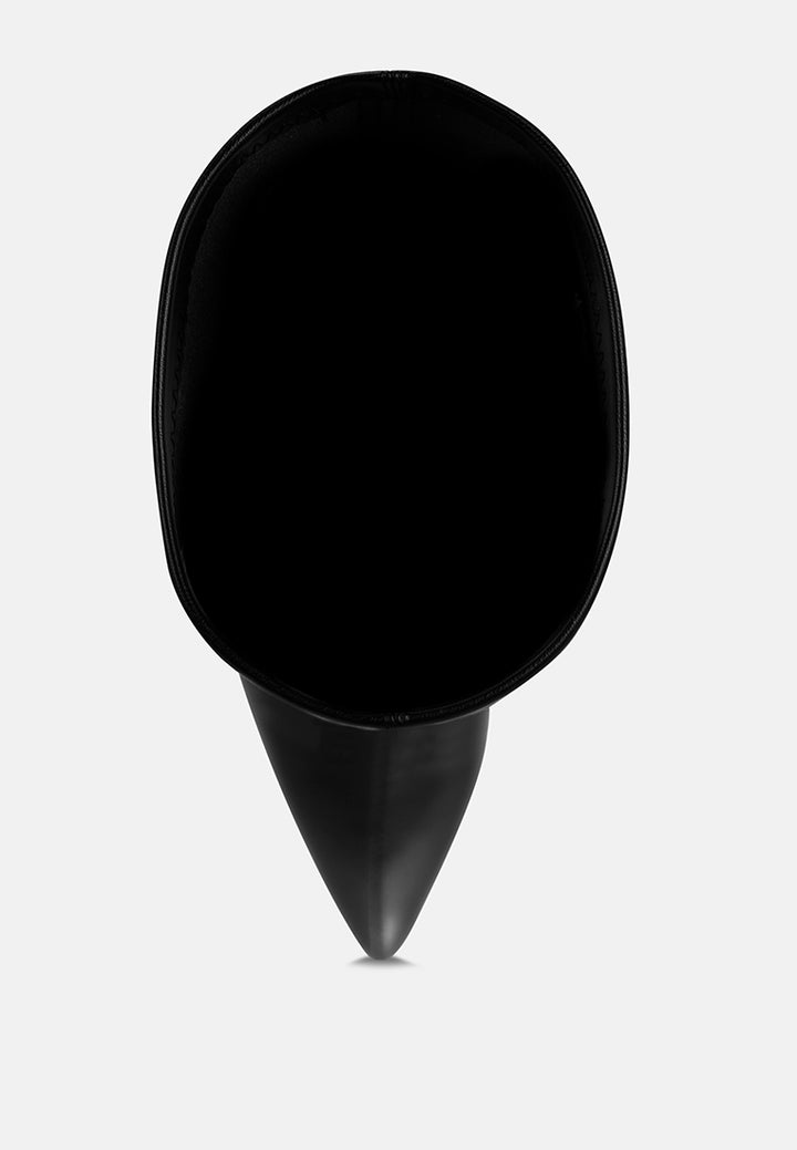 pointed toe long boots#color_black-smooth