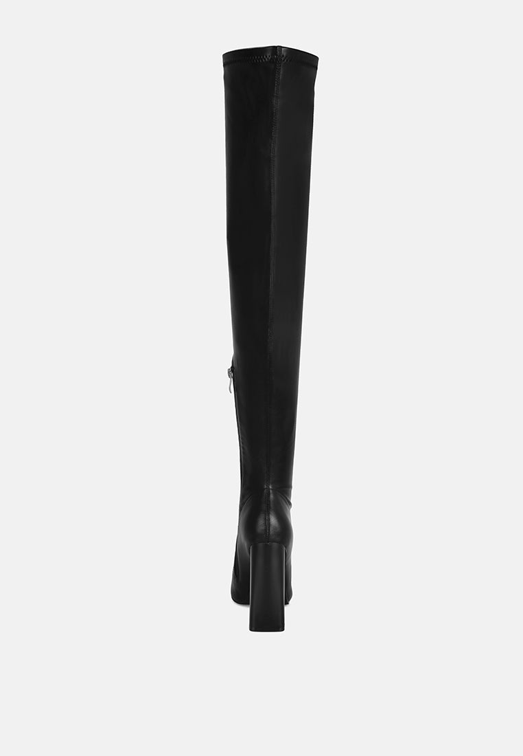pointed toe long boots#color_black-smooth