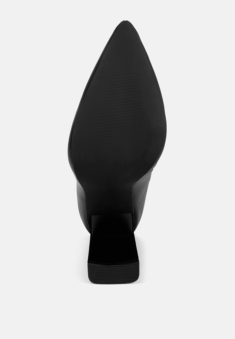pointed toe long boots#color_black-smooth