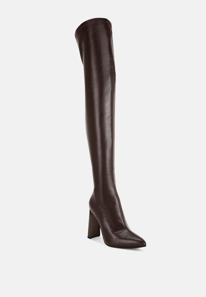 pointed toe long boots#color_brown-smooth