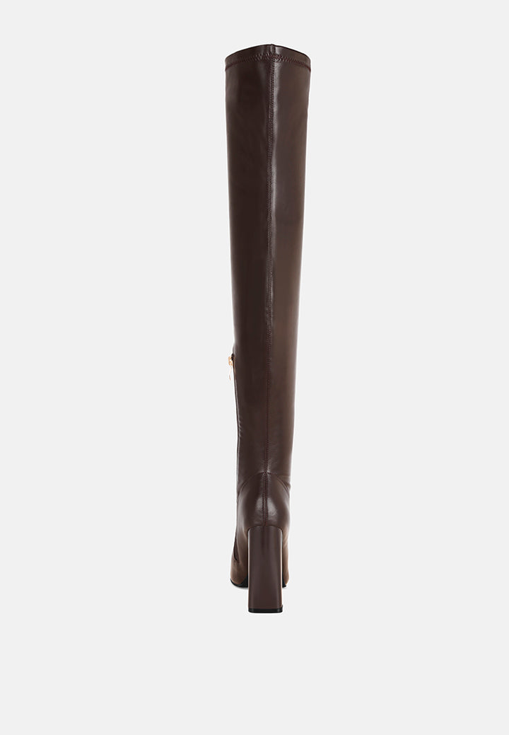 pointed toe long boots#color_brown-smooth