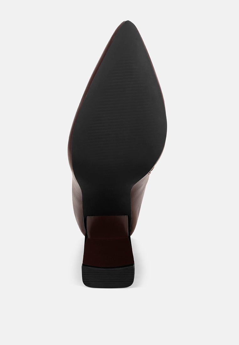 pointed toe long boots#color_brown-smooth