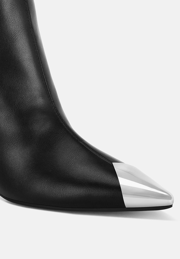 Faniyah Metallic Cap Toe Stiletto Bootsk#color_black-smooth