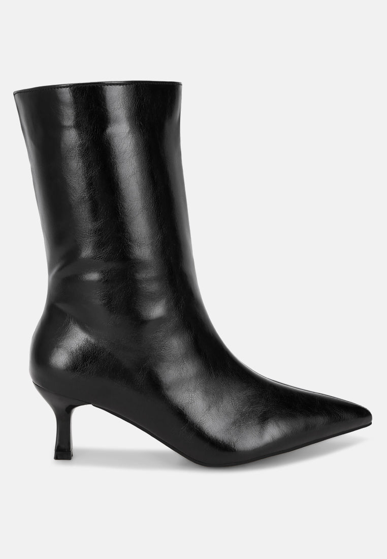 Bumbles Kitten Heel Pointed Toe Boots#color_black-smooth