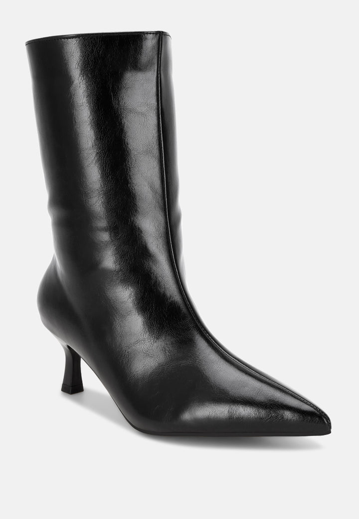 Bumbles Kitten Heel Pointed Toe Boots#color_black-smooth