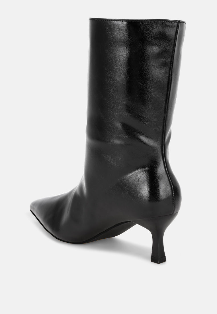 Bumbles Kitten Heel Pointed Toe Boots#color_black-smooth
