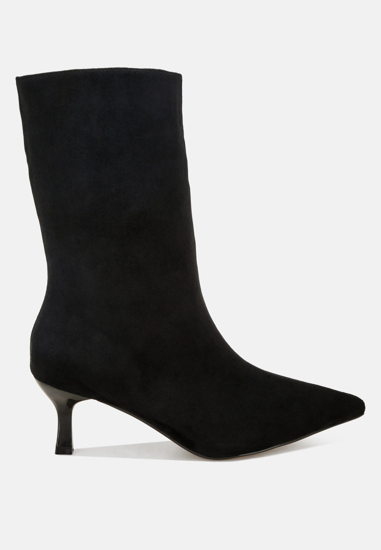 Bumbles Kitten Heel Pointed Toe Boots#color_black-suede