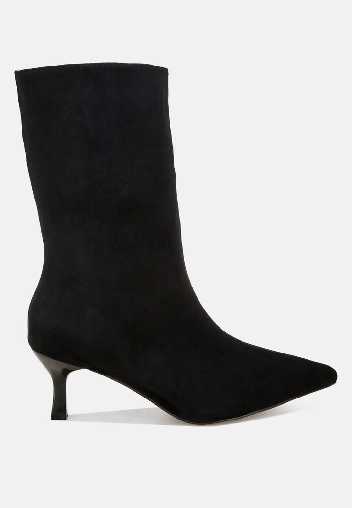 Bumbles Kitten Heel Pointed Toe Boots#color_black-suede