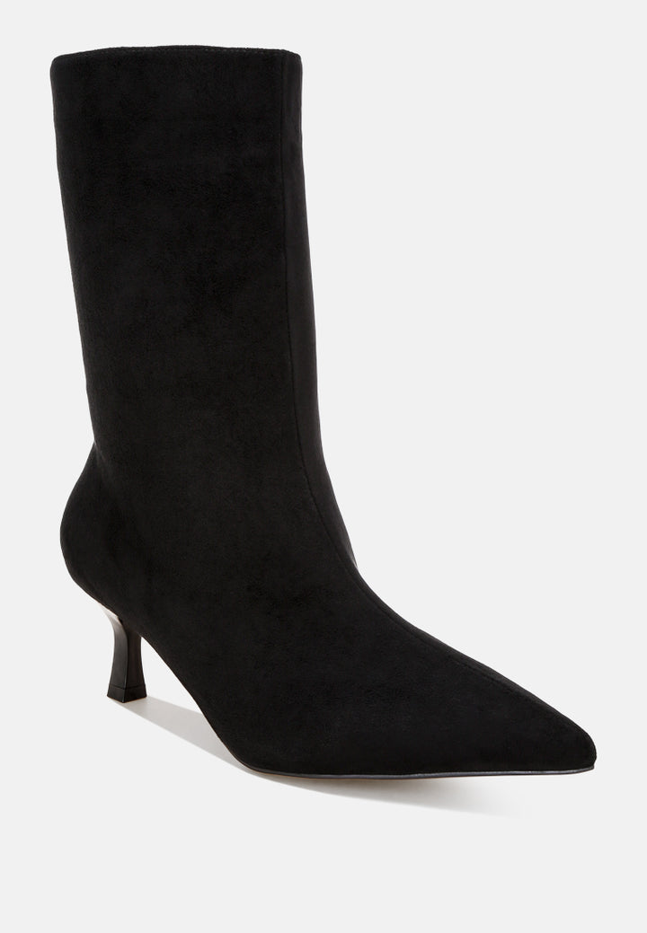 Bumbles Kitten Heel Pointed Toe Boots#color_black-suede