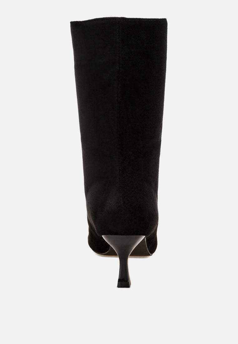 Bumbles Kitten Heel Pointed Toe Boots#color_black-suede