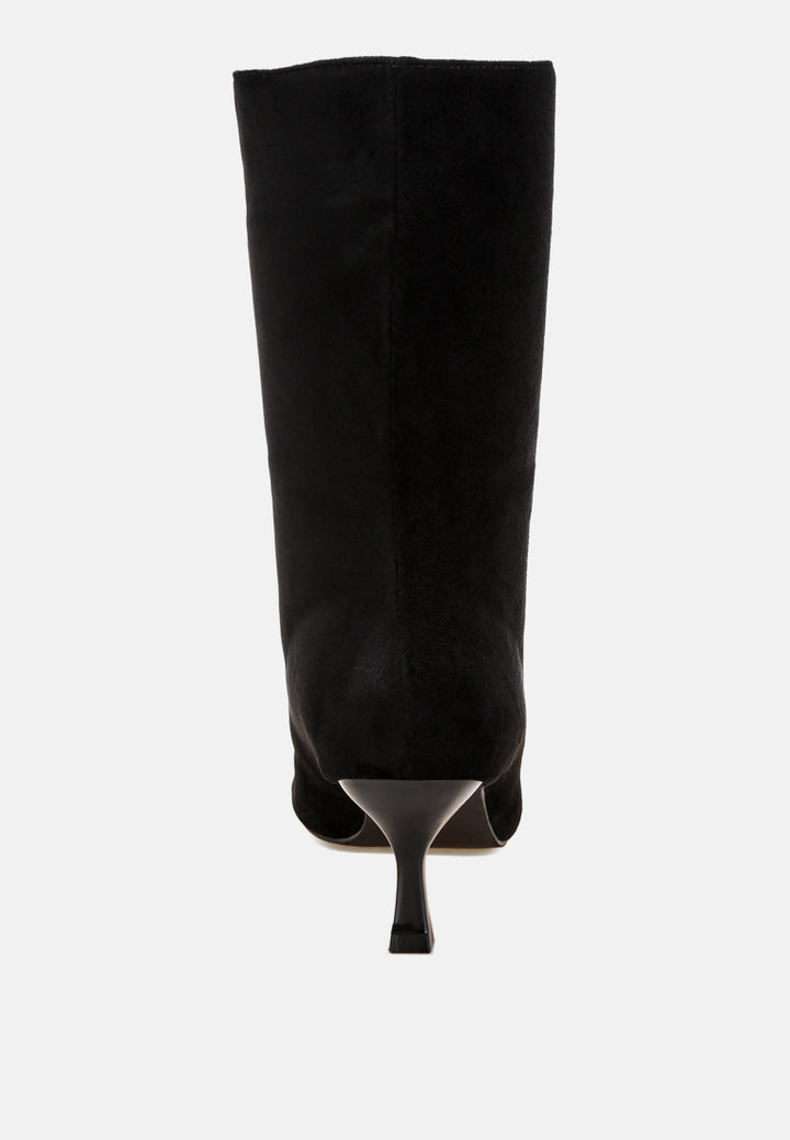 Bumbles Kitten Heel Pointed Toe Boots#color_black-suede