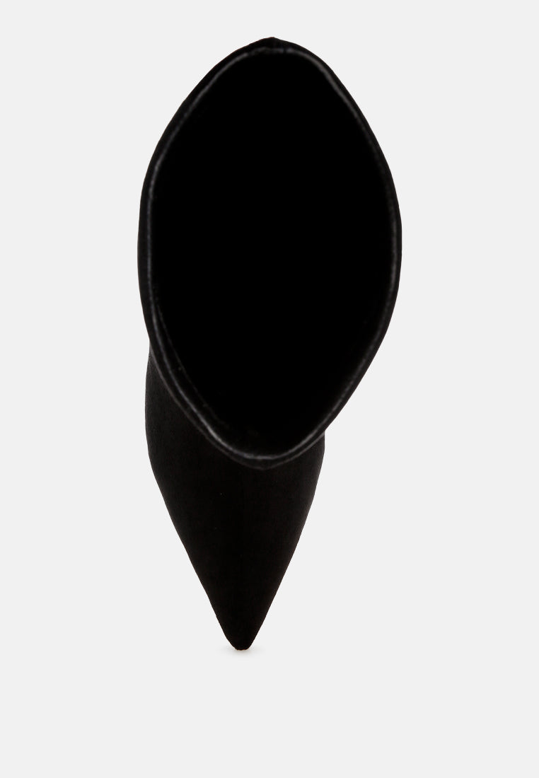 Bumbles Kitten Heel Pointed Toe Boots#color_black-suede