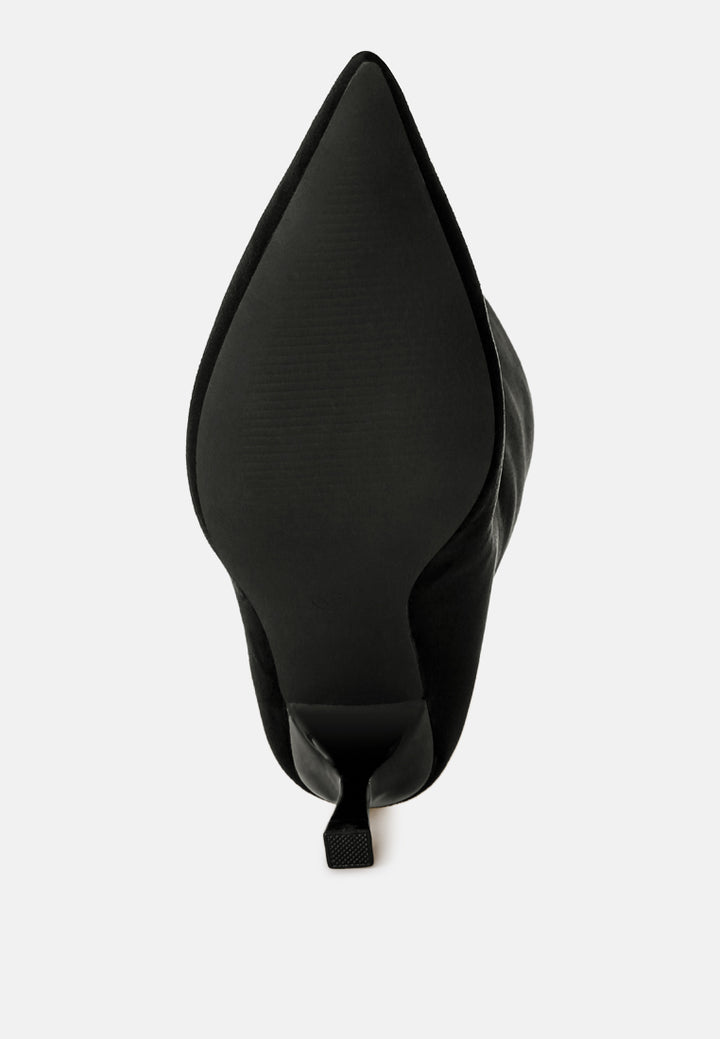 Bumbles Kitten Heel Pointed Toe Boots#color_black-suede